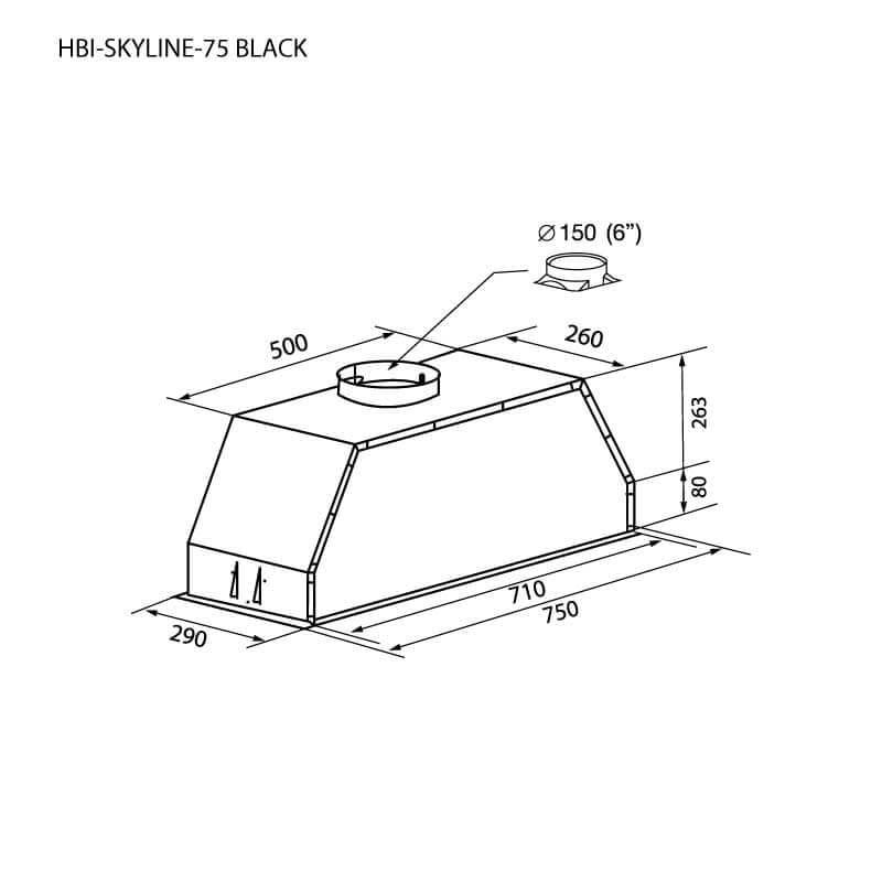 เครื่องดูดควันฝังเคาน์เตอร์ EVE HBI-SKYLINE-75 BLACK ขนาด 75 ซม. สีดำ_6